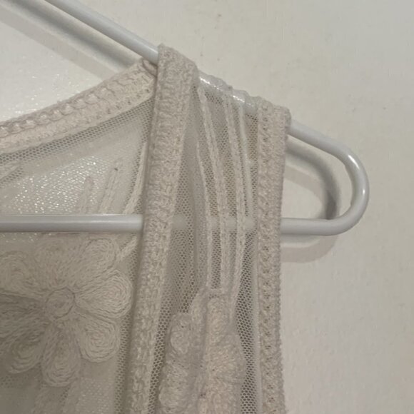 Boho Crochet & Sheer Mesh Vest | Festival Hippie Style Fits S/M - Picture 3 of 7